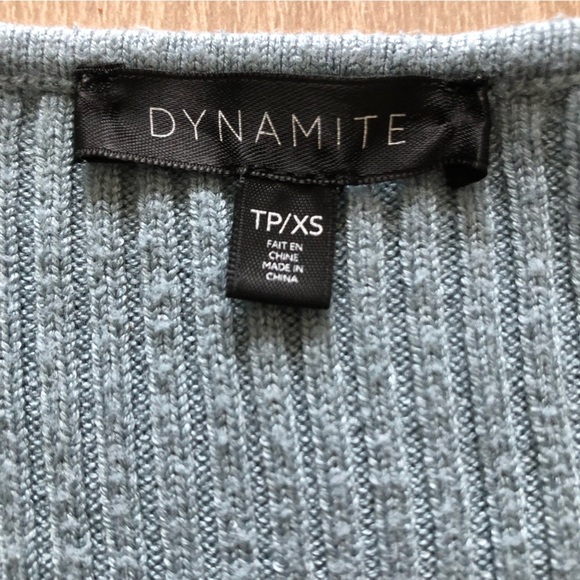 Dynamite Ribbed Shell Button Cardigan in Light Blue - Picture 4 of 9